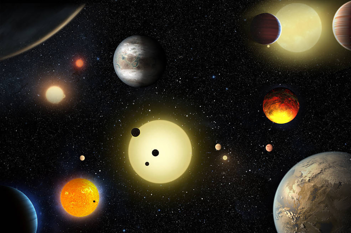 This artist's concept depicts select planetary discoveries made to date by NASA's Kepler space telescope.