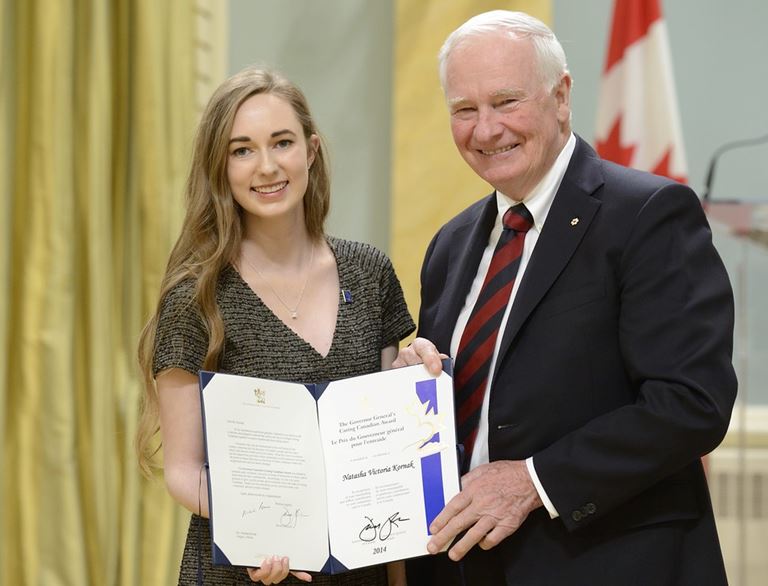 Natasha Kornak was awarded the Governor General’s Caring Canadian Award last year.