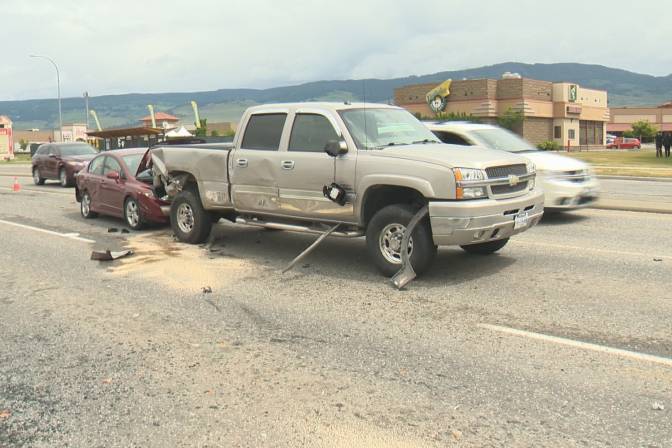 Pictured above is one of eight vehicles involved in a crash in Kelowna on Sunday afternoon. 