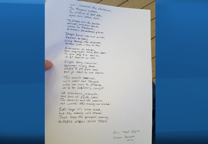 Poem penned by Fort McMurray fire evacuee brings wave of emotion over oil workers.