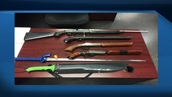 An 18-year-old woman is facing charges after Prince Albert police seized a variety of weapons Monday.
