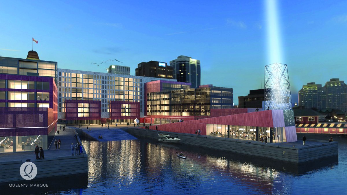 A mock up of the Queen's Marque development proposed for the Halifax waterfront. 
