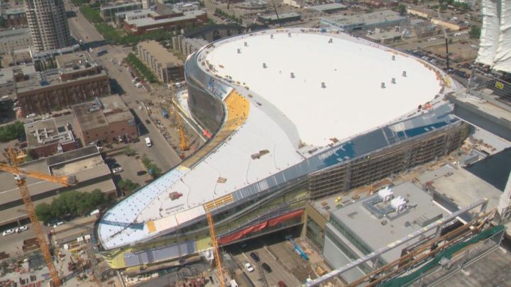 A view of Rogers Place from the Edmonton Tower on May 25, 2016.