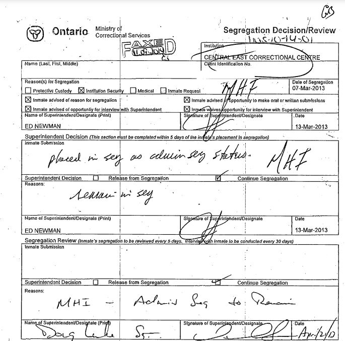 Ontario won’t commit to ending use of mental illness as a reason for solitary confinement - image