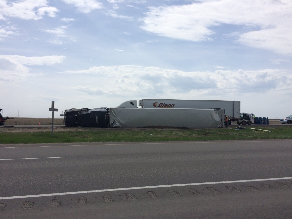 Semi rollover causes minor delays on Highway1 and Pinkie Road intersection Saturday.