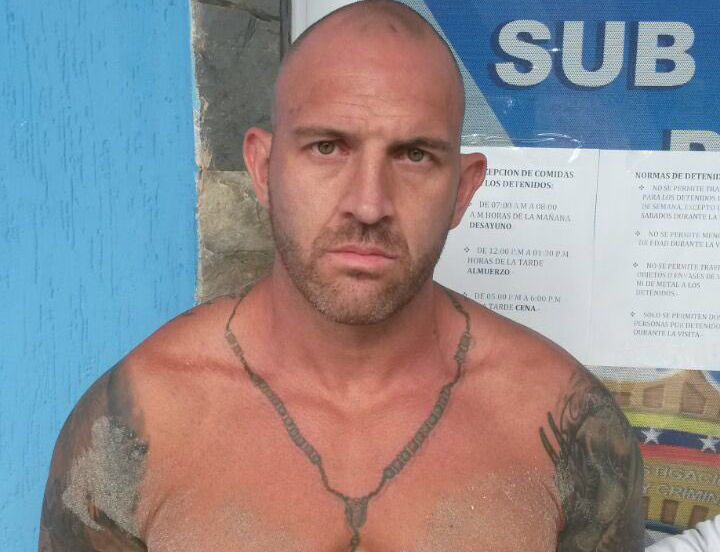 Steven Skinner is seen here after having been arrested on Margarita Island in Venezuela. 