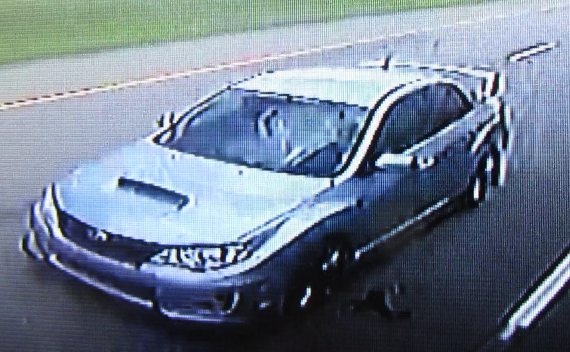 RCMP believe the occupants in this Subaru may have witnessed the collision on Highway 2 and the Okotoks overpass.  Picture obtained via a screen capture from a video. 