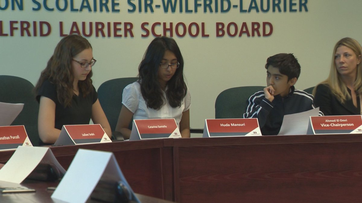High school student from the Sir Wilfrid Laurier School Board took part in a mock council meeting, Wednesday, May 25, 2016.