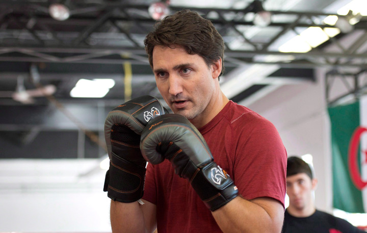 Liberal Leader Justin Trudeau boxes