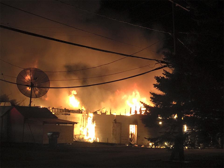 Two buildings, including the White Fox, Sask. general store, were destroyed in a fire.