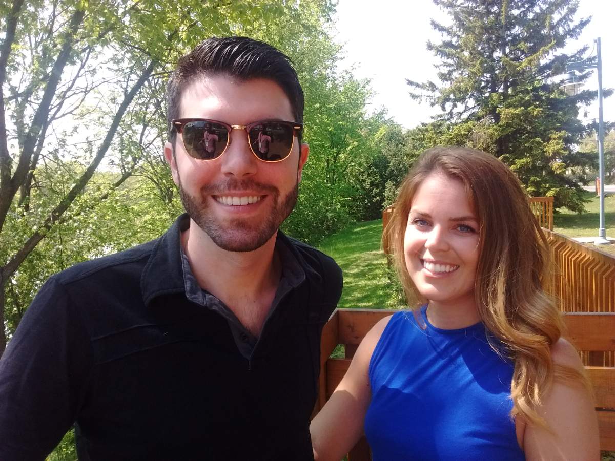Matthew Schreindorfer and his wife, Katia Luciani stand outside their home, Tuesday, May 24, 2016.