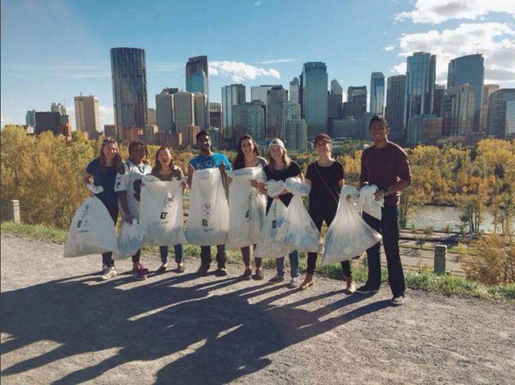 Volunteers ready to cleanup Calgary's pathways and river valley Sunday. 