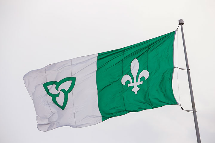 The Franco-Ontarian flag flies in Ottawa, November 18, 2014.