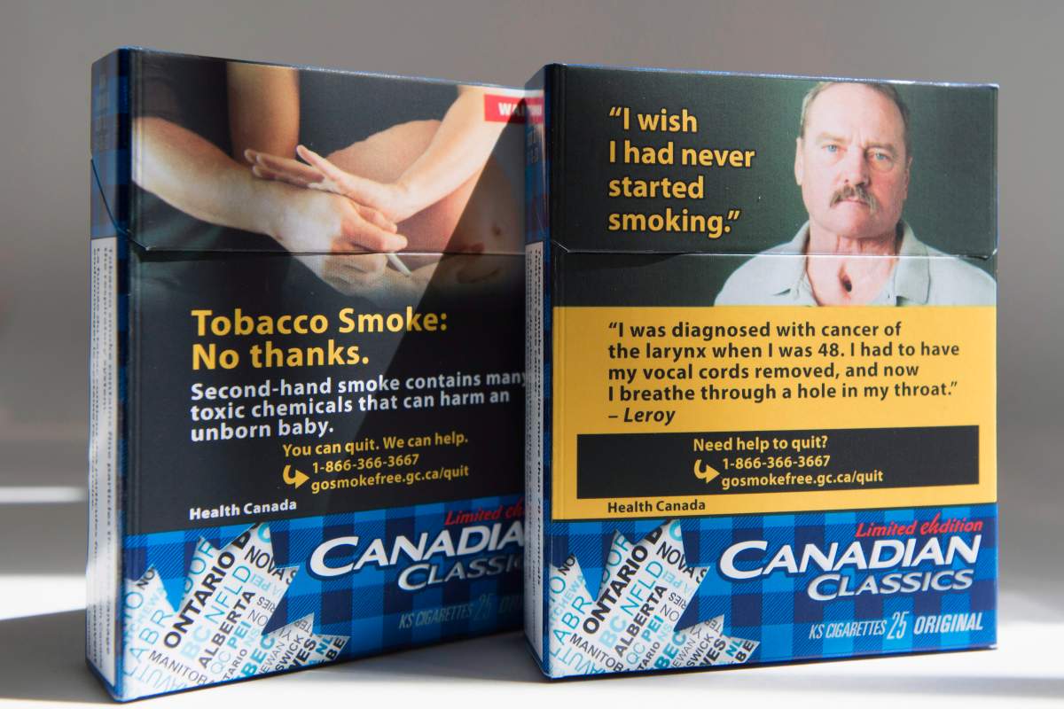 Canadian Classics limited edition cigarettes are shown in Toronto on Thursday, June 30, 2016. This week, Rothmans Benson & Hedges brought out a limited "edition" of its Canadian Classics brand in time for Canada Day, a move that has raised the ire of anti-smoking advocates. 