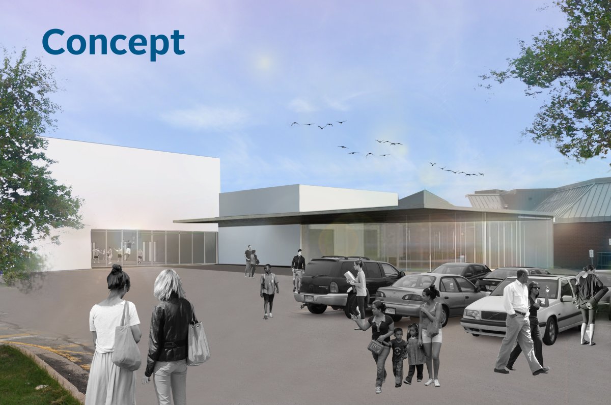 A concept drawing of the new east entrance, planned for the Dartmouth Sportsplex.