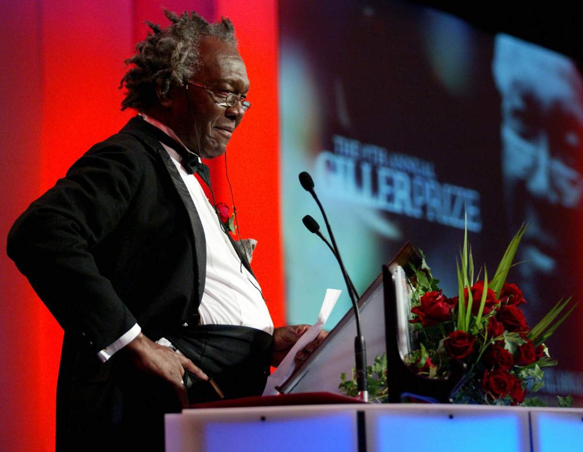 Giller Prize winner Austin Clarke speaks after his book the Polished Hoe won the $25,000 literary prize at the Four Seasons Hotel in Toronto Tuesday November 5, 2002. 