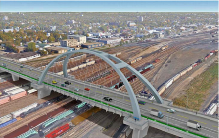 A look at the new design of Arlington Bridge. The new bridge would be three lanes and include bike paths and sidewalks.