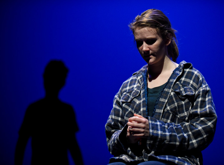 A student performs in a play about suicide in Berks County, Pennsylvania.
