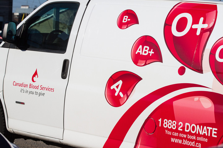 A van belonging to Canadian Blood Services