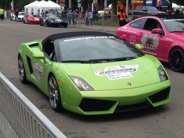 Dozens of exotic cars take over downtown Edmonton for good cause.