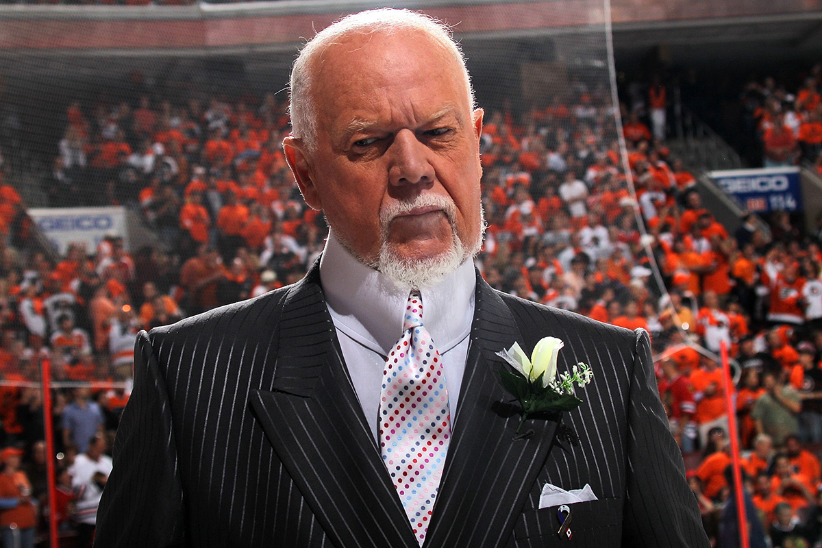 Don Cherry reports before Game Six of the 2010 NHL Stanley Cup Final between the Chicago Blackhawks and the Philadelphia Flyers at the Wachovia Center on June 9, 2010 in Philadelphia, Pennsylvania.