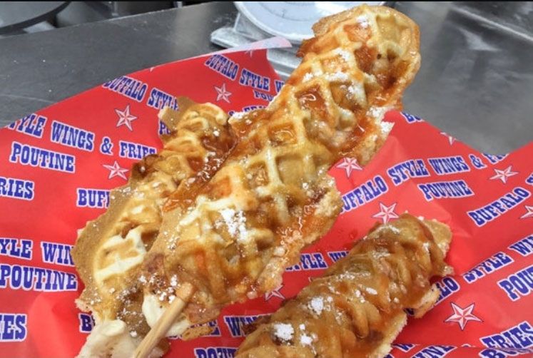 Chicken waffle on a stick