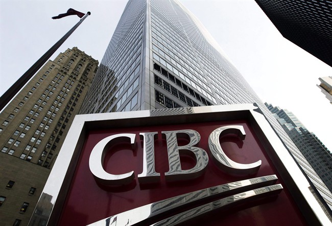 A CIBC sign is seen in Toronto's financial district in downtown Toronto on Thursday, Feb. 26, 2009.