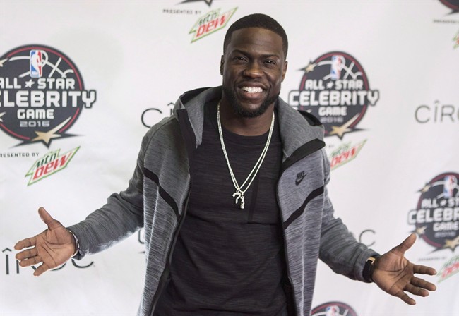 Actor Kevin Hart arrives on the red carpet ahead of the celebrity all-star game in Toronto on Friday February 12, 2016.Hart will be on the hunt for fresh comedic talent in Montreal.