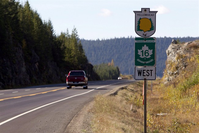 Highway 16 near Prince George, B.C. is shown on Monday, Oct. 8, 2012. A bus service that links communities along a notorious stretch of highway in northern British Columbia known as the Highway of Tears will carry passengers by the end of the year, the province's transportation minister said Wednesday.