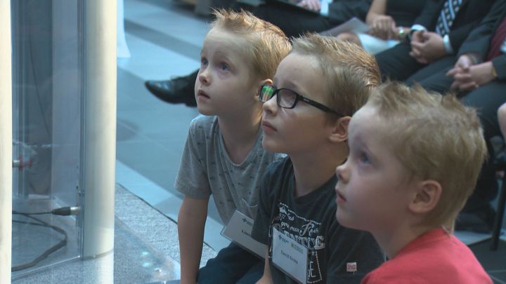 The Ennis triplets take part in a media address announcing the $54-million gift in Edmonton Wednesday, June 22, 2016.