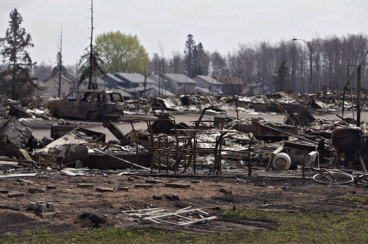 The devastated neighbourhood of Beacon Hill is shown in Fort McMurray, Alta., on Friday, May 13, 2016. 