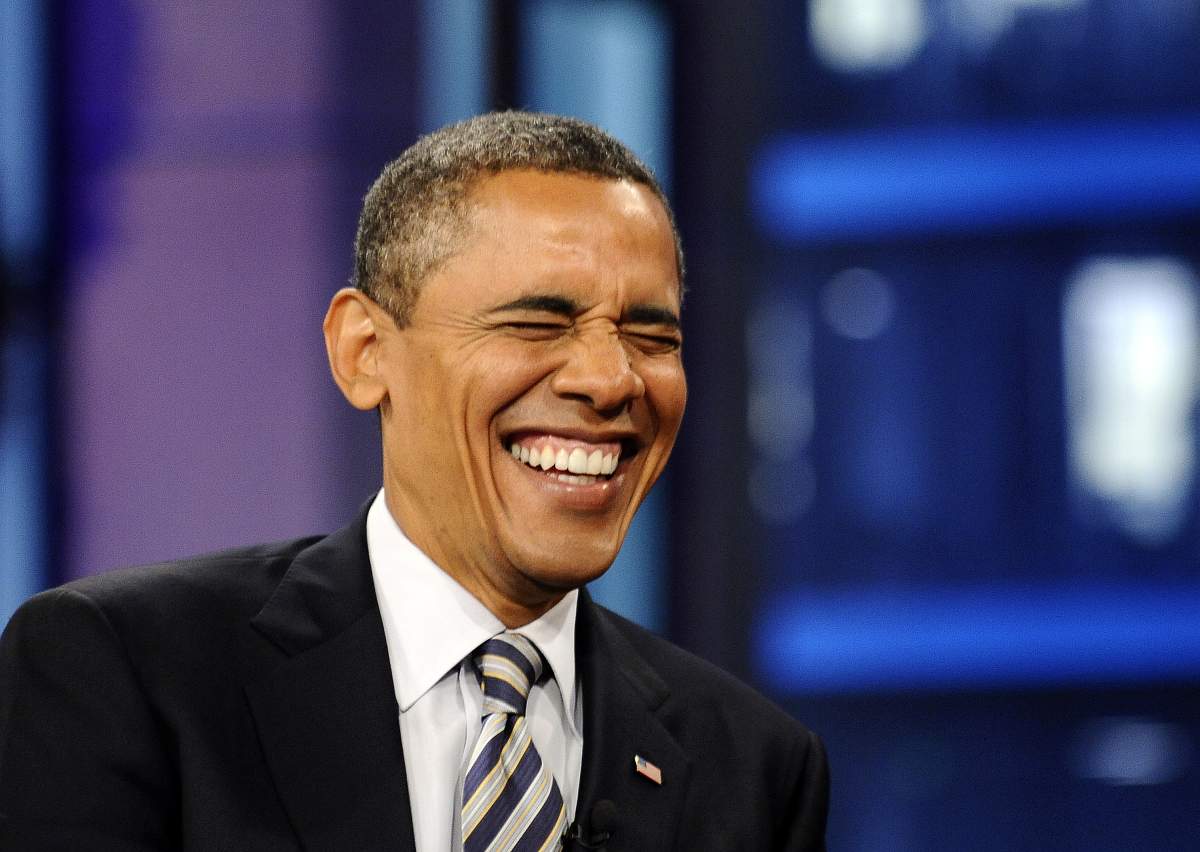 U.S. President Barack Obama, a dad to two, knows how to have a good laugh. Here he shares one with comedian Jay Leno on 'The Tonight Show' on Oct. 25, 2011. 
