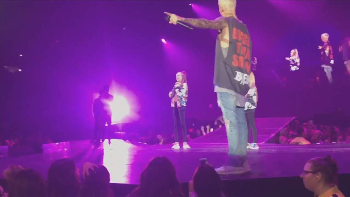 Taylor and Reece Hatala perform with Justin Bieber at Rexall Place in Edmonton, Tuesday, June 14, 2016.