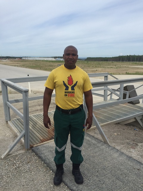 Ditiro Moseki has been a firefighter for four years in South Africa, and came to Canada to fight the northern Alberta wildfires. June 8, 2016.