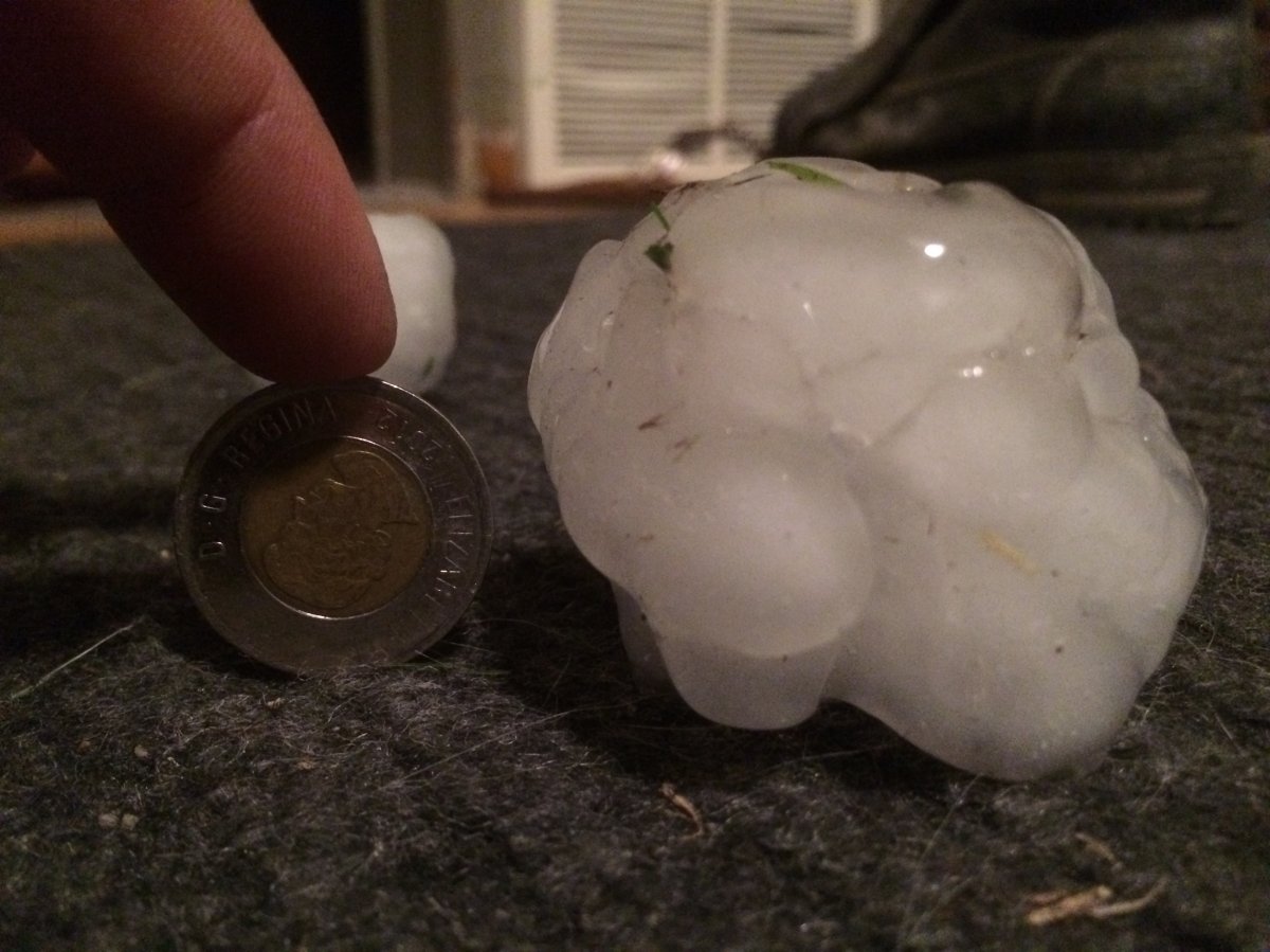 Golf ball hail fell in Morden, and some parts of the province saw more than 70 mm of rain .
