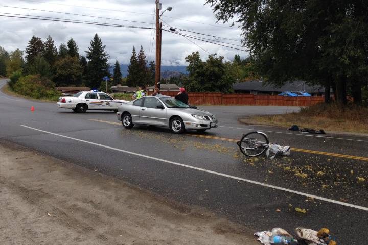 Scene of fatal crash between cyclist and car in Kelowna.