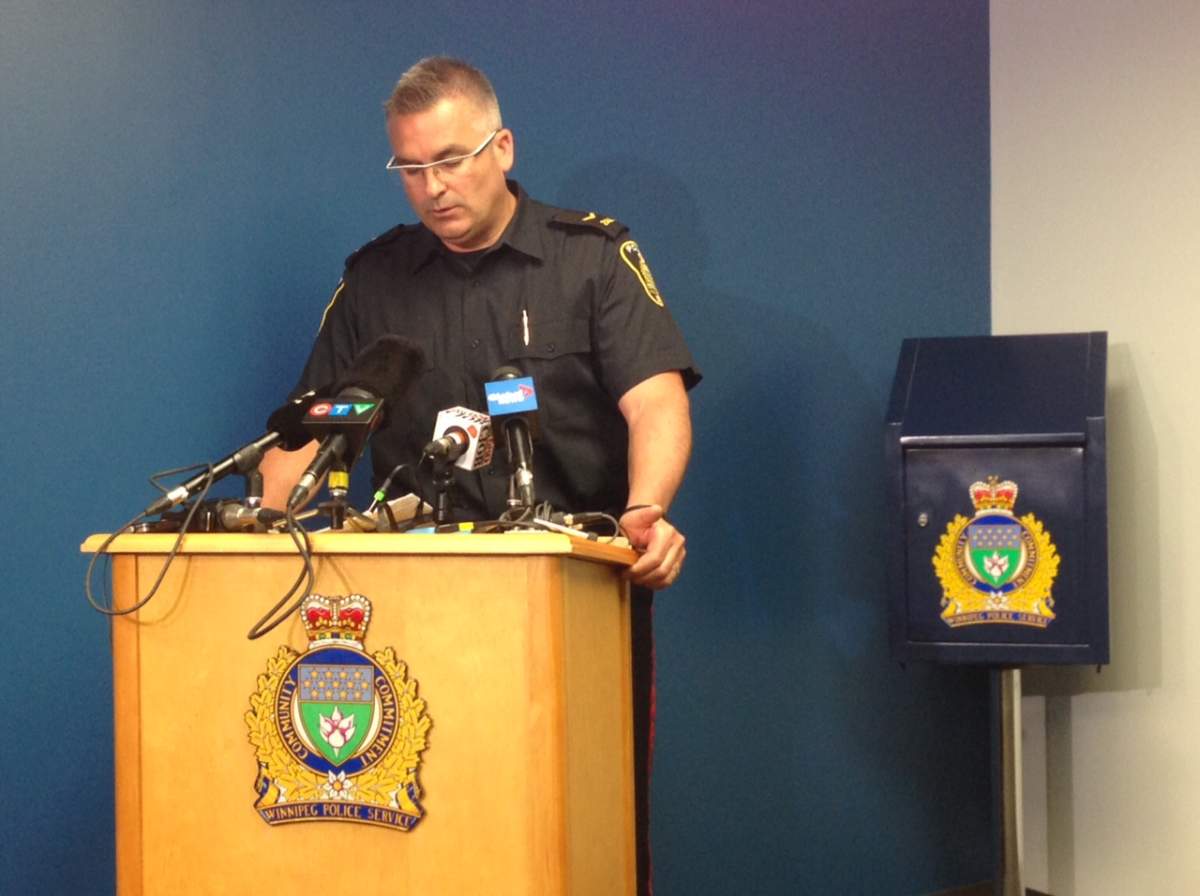 Constable Jason Michalyshen briefs media after two missing children were found unharmed on Friday.