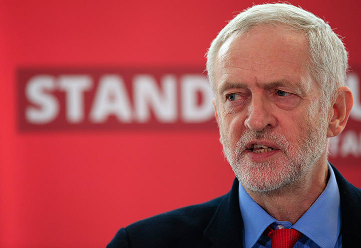 FILE - Britain's Labour Party leader Jeremy Corbyn delivers a speech on Labour's anti-Semitism inquiry findings at Savoy Place, London Thursday June 30, 2016.