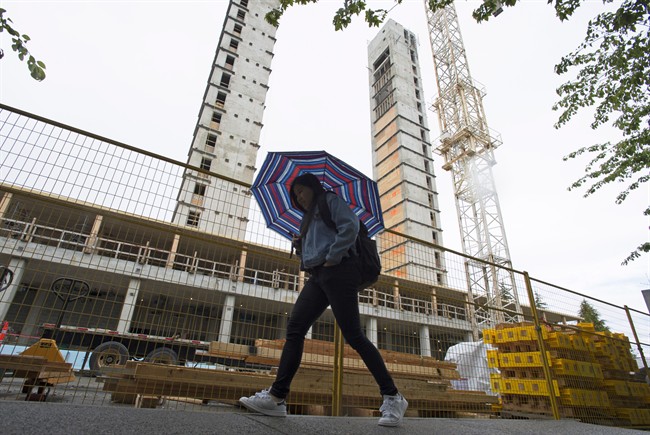A new building is being built at the University of British Columbia campus in Vancouver, B.C., Monday, June, 13, 2016. The 18-storey Brock Commons is intended to show developers and the public that wood can be equally as effective as steel or concrete, better for the environment and support the country's forestry industry.
