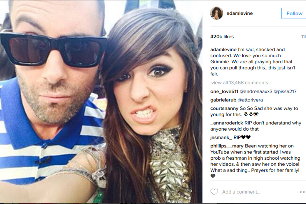 Adam Lavine and Christina Grimmie .