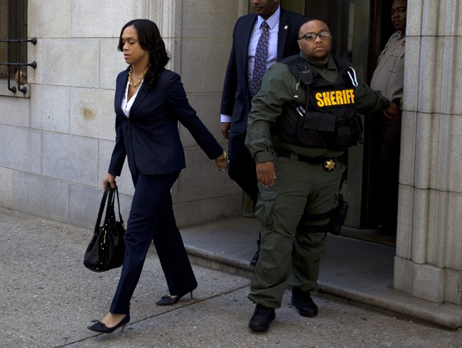 Baltimore State's Attorney Marilyn Mosby, leaves the courthouse in Baltimore during the trial of Officer Caesar Goodson, one of six Baltimore city police officers charged in connection to the death of Freddie Gray, Friday, June 10, 2016, in Baltimore. (AP Photo/Jose Luis Magana).