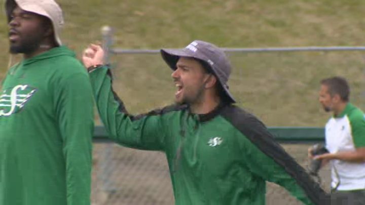 Saskatchewan Roughriders coach Mike Scheper is a “firecracker” for the offensive line and also the most animated member of the coaching staff.