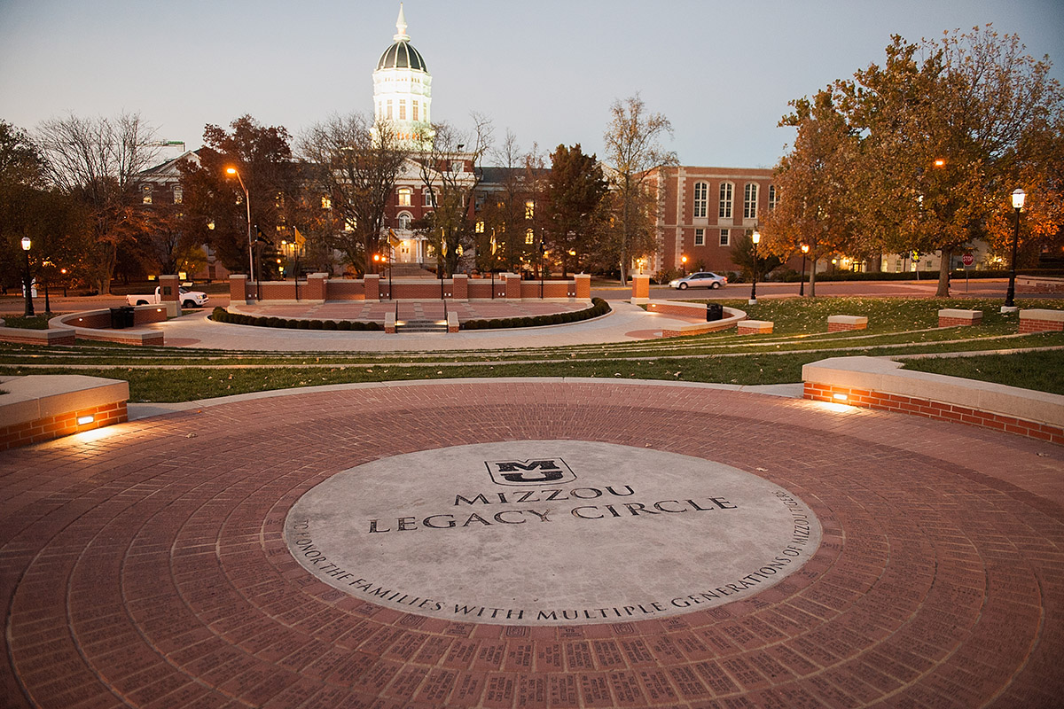 Mizzou Legacy Circle at the Mel Carnahan quad on the campus of University of Missouri - Columbia is seen on November 10, 2015 in Columbia, Missouri. 