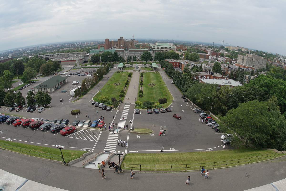 Elevated view of the entrance to Saint Joseph's Oratory basilica located on the flanks of Mont-Royal mountain in Montreal, July 28, 2013.