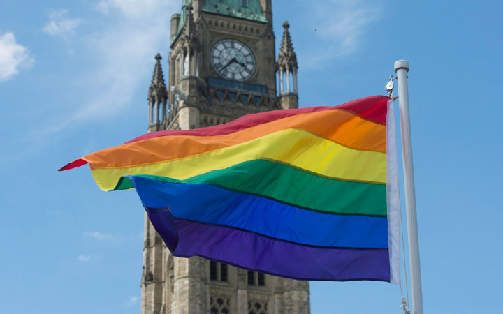 Pride flag on Parliament Hill