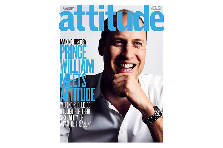 Prince William has appeared on the cover of the U.K. gay magazine, Attitude to speak out against bullying people because of their sexuality.