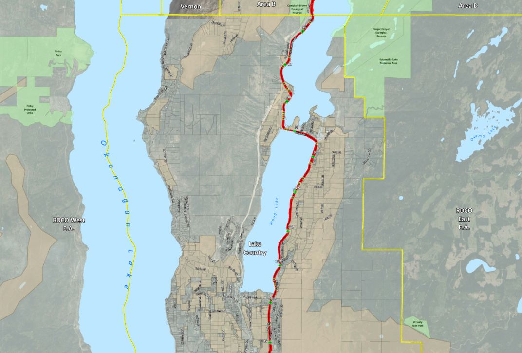 Okanagan Rail Trail Route.