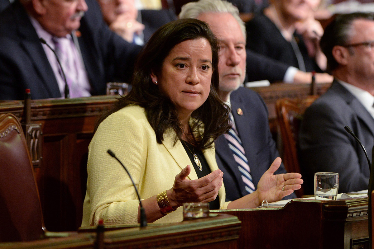 Minister of Justice and Attorney General of Canada Jody Wilson-Raybould participates in a committee of the whole in the Senate, Wednesday June 1, 20016. 