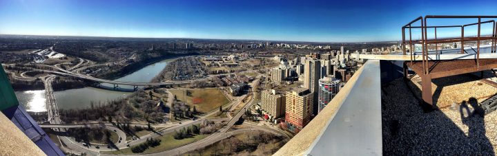 A look southwest of the Telus Plaza South