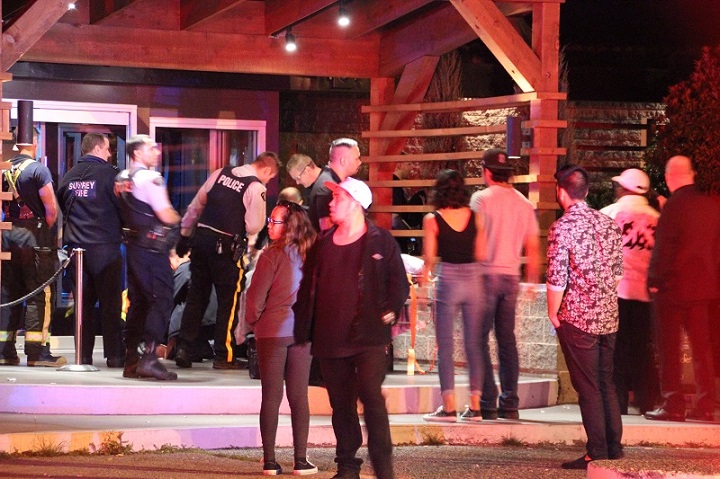 RCMP say a staff member was stabbed outside a Surrey bar early Sunday.